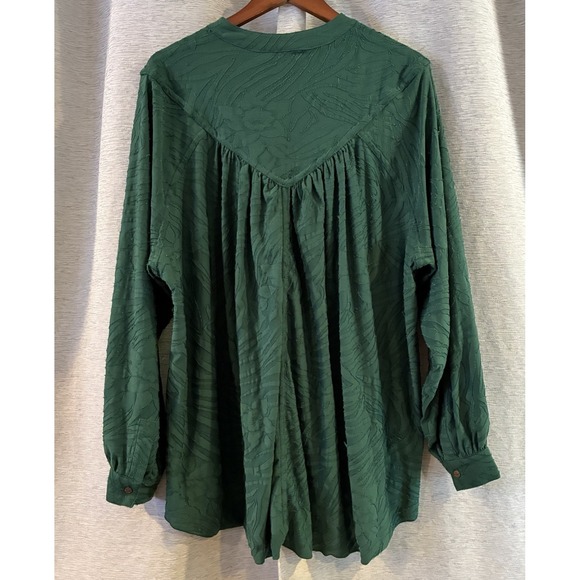 Free People Cant Stop Dreaming Tunic Top Womens Size Large Green Textured - Picture 4 of 6